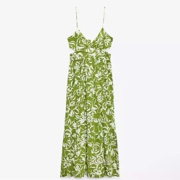ZARA Floral Cutout Midi Dress - Picture 4 of 12